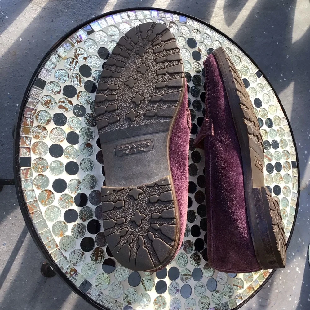 Vintage Coach Womens Suede Loafers in Deep Burgundy - Classic Slip-On Style - Picture 8 of 14